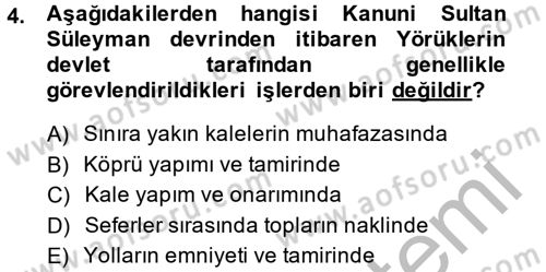 Osmanlı´da İskan ve Göç Dersi 2013 - 2014 Yılı (Final) Dönem Sonu Sınav Soruları 4. Soru