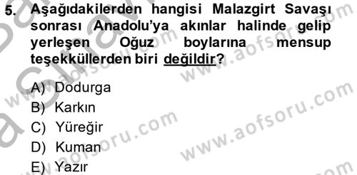 Osmanlı´da İskan ve Göç Dersi 2014 - 2015 Yılı (Vize) Ara Sınavı 5. Soru