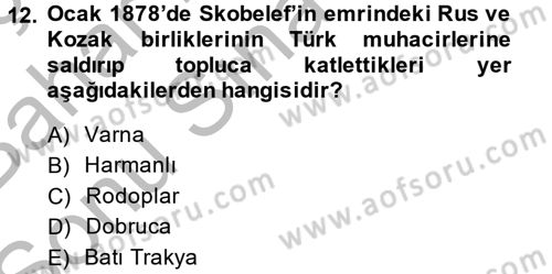 Osmanlı´da İskan ve Göç Dersi 2014 - 2015 Yılı (Final) Dönem Sonu Sınav Soruları 12. Soru
