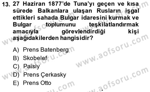 Osmanlı´da İskan ve Göç Dersi 2014 - 2015 Yılı (Final) Dönem Sonu Sınav Soruları 13. Soru