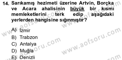 Osmanlı´da İskan ve Göç Dersi 2014 - 2015 Yılı (Final) Dönem Sonu Sınav Soruları 14. Soru