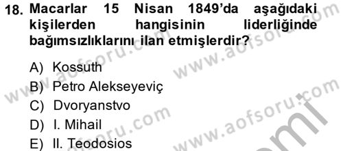 Osmanlı´da İskan ve Göç Dersi 2014 - 2015 Yılı (Final) Dönem Sonu Sınav Soruları 18. Soru
