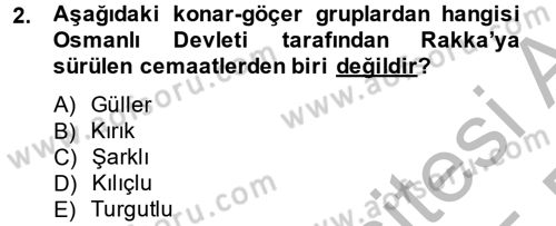 Osmanlı´da İskan ve Göç Dersi 2014 - 2015 Yılı (Final) Dönem Sonu Sınav Soruları 2. Soru