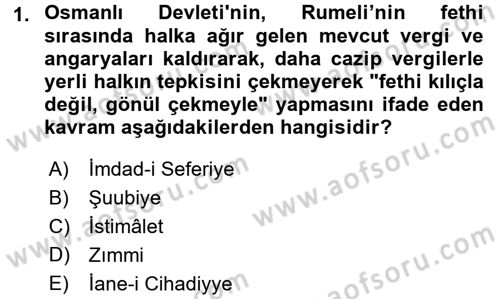 Osmanlı´da İskan ve Göç Dersi 2015 - 2016 Yılı (Vize) Ara Sınav Soruları 1. Soru