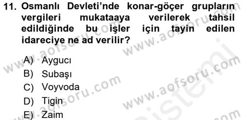 Osmanlı´da İskan ve Göç Dersi 2015 - 2016 Yılı (Vize) Ara Sınav Soruları 11. Soru