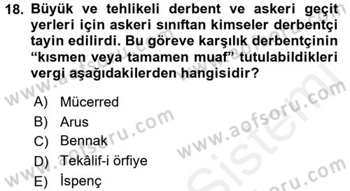Osmanlı´da İskan ve Göç Dersi 2015 - 2016 Yılı (Vize) Ara Sınav Soruları 18. Soru
