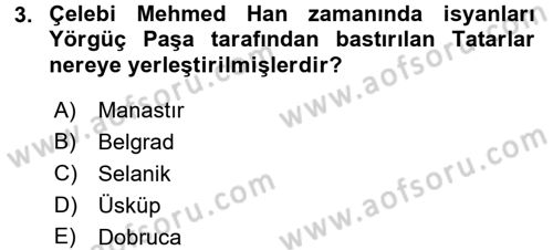 Osmanlı´da İskan ve Göç Dersi 2015 - 2016 Yılı (Vize) Ara Sınav Soruları 3. Soru