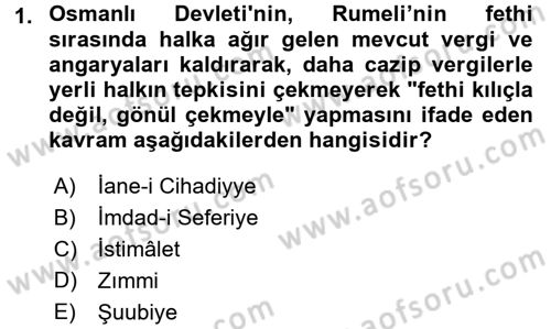 Osmanlı´da İskan ve Göç Dersi 2016 - 2017 Yılı (Vize) Ara Sınav Soruları 1. Soru