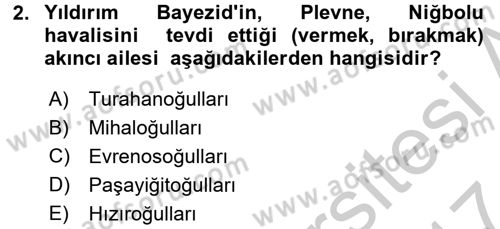 Osmanlı´da İskan ve Göç Dersi 2016 - 2017 Yılı (Vize) Ara Sınav Soruları 2. Soru