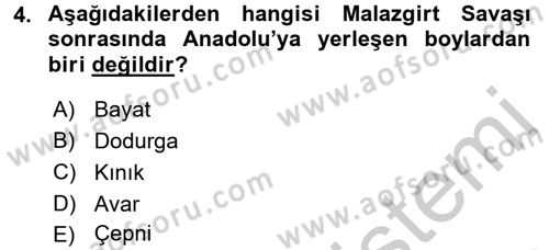 Osmanlı´da İskan ve Göç Dersi 2016 - 2017 Yılı (Vize) Ara Sınav Soruları 4. Soru