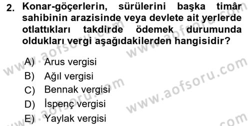 Osmanlı´da İskan ve Göç Dersi 2016 - 2017 Yılı (Final) Dönem Sonu Sınav Soruları 2. Soru