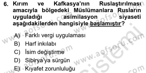 Osmanlı´da İskan ve Göç Dersi 2016 - 2017 Yılı (Final) Dönem Sonu Sınav Soruları 6. Soru