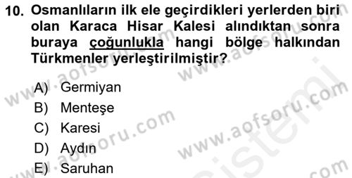 Osmanlı´da İskan ve Göç Dersi 2018 - 2019 Yılı (Vize) Ara Sınav Soruları 10. Soru