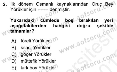 Osmanlı´da İskan ve Göç Dersi 2018 - 2019 Yılı (Vize) Ara Sınav Soruları 2. Soru