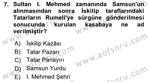 Osmanlı´da İskan ve Göç Dersi 2018 - 2019 Yılı (Vize) Ara Sınav Soruları 7. Soru
