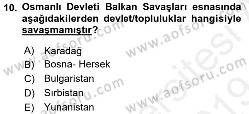 Osmanlı´da İskan ve Göç Dersi 2018 - 2019 Yılı (Final) Dönem Sonu Sınav Soruları 10. Soru