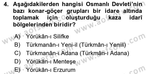 Osmanlı´da İskan ve Göç Dersi 2018 - 2019 Yılı (Final) Dönem Sonu Sınav Soruları 4. Soru