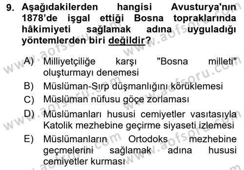 Osmanlı´da İskan ve Göç Dersi 2018 - 2019 Yılı (Final) Dönem Sonu Sınav Soruları 9. Soru