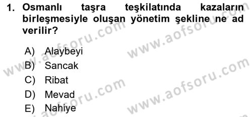 Osmanlı´da İskan ve Göç Dersi 2018 - 2019 Yılı Yaz Okulu Sınav Soruları 1. Soru
