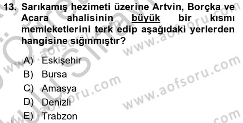 Osmanlı´da İskan ve Göç Dersi 2018 - 2019 Yılı Yaz Okulu Sınav Soruları 13. Soru