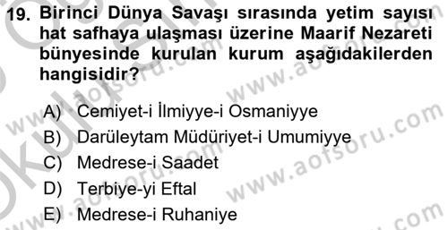 Osmanlı´da İskan ve Göç Dersi 2018 - 2019 Yılı Yaz Okulu Sınav Soruları 19. Soru