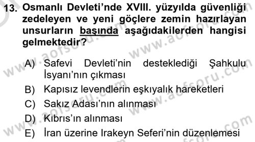 Osmanlı´da İskan ve Göç Dersi 2020 - 2021 Yılı Yaz Okulu Sınav Soruları 13. Soru