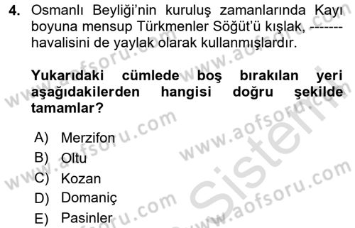 Osmanlı´da İskan ve Göç Dersi 2020 - 2021 Yılı Yaz Okulu Sınav Soruları 4. Soru