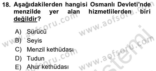 Osmanlı´da İskan ve Göç Dersi 2021 - 2022 Yılı (Vize) Ara Sınav Soruları 18. Soru