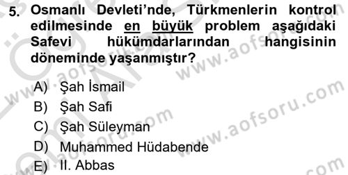 Osmanlı´da İskan ve Göç Dersi 2021 - 2022 Yılı (Vize) Ara Sınavı 5. Soru