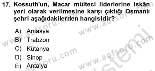 Osmanlı´da İskan ve Göç Dersi 2021 - 2022 Yılı Yaz Okulu Sınav Soruları 17. Soru