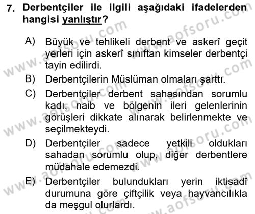 Osmanlı´da İskan ve Göç Dersi 2021 - 2022 Yılı Yaz Okulu Sınav Soruları 7. Soru