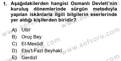 Osmanlı´da İskan ve Göç Dersi 2022 - 2023 Yılı Yaz Okulu Sınav Soruları 1. Soru