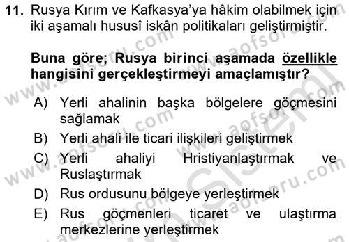 Osmanlı´da İskan ve Göç Dersi 2022 - 2023 Yılı Yaz Okulu Sınav Soruları 11. Soru
