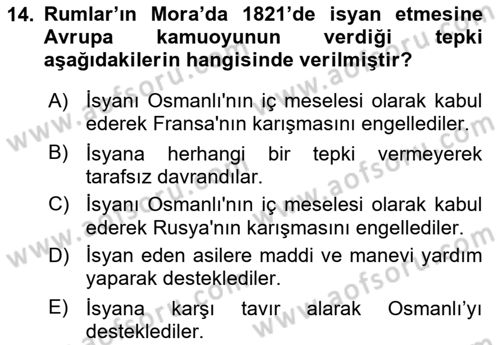 Osmanlı´da İskan ve Göç Dersi 2022 - 2023 Yılı Yaz Okulu Sınav Soruları 14. Soru