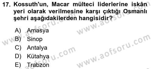 Osmanlı´da İskan ve Göç Dersi 2022 - 2023 Yılı Yaz Okulu Sınav Soruları 17. Soru