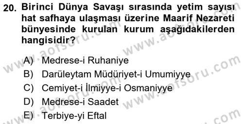 Osmanlı´da İskan ve Göç Dersi 2022 - 2023 Yılı Yaz Okulu Sınav Soruları 20. Soru