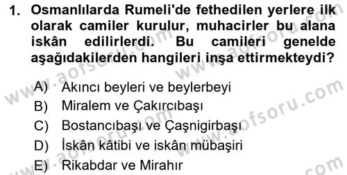 Osmanlı´da İskan ve Göç Dersi 2023 - 2024 Yılı (Vize) Ara Sınav Soruları 1. Soru