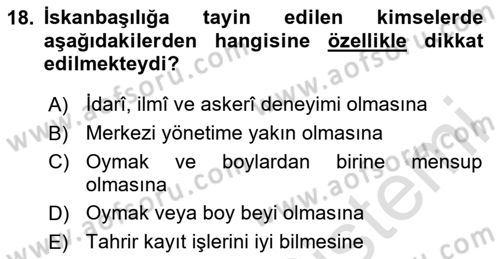 Osmanlı´da İskan ve Göç Dersi 2023 - 2024 Yılı (Vize) Ara Sınav Soruları 18. Soru