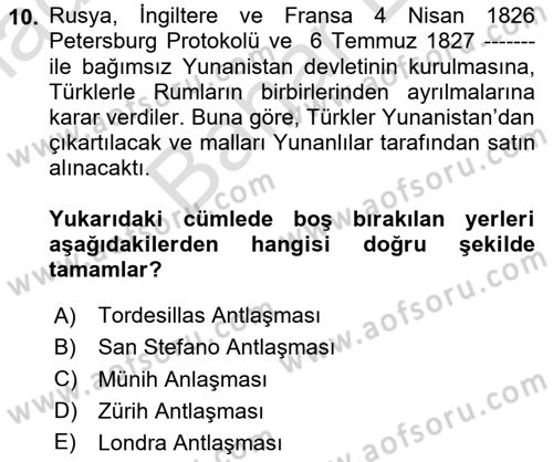 Osmanlı´da İskan ve Göç Dersi 2023 - 2024 Yılı (Final) Dönem Sonu Sınav Soruları 10. Soru