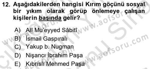 Osmanlı´da İskan ve Göç Dersi 2023 - 2024 Yılı (Final) Dönem Sonu Sınav Soruları 12. Soru