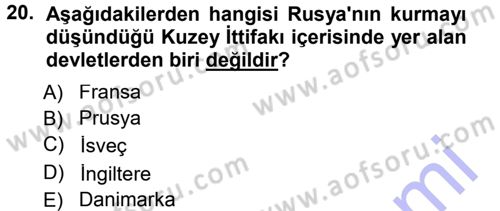 Ortaçağ-Yeniçağ Avrupa Tarihi Dersi 2012 - 2013 Yılı (Final) Dönem Sonu Sınav Soruları 20. Soru