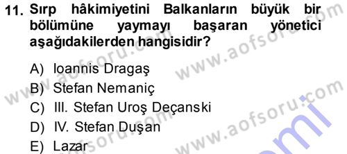 Ortaçağ-Yeniçağ Avrupa Tarihi Dersi Ara Sınavı Deneme Sınav Soruları 11. Soru