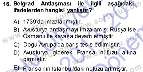 Ortaçağ-Yeniçağ Avrupa Tarihi Dersi 2013 - 2014 Yılı (Final) Dönem Sonu Sınav Soruları 16. Soru