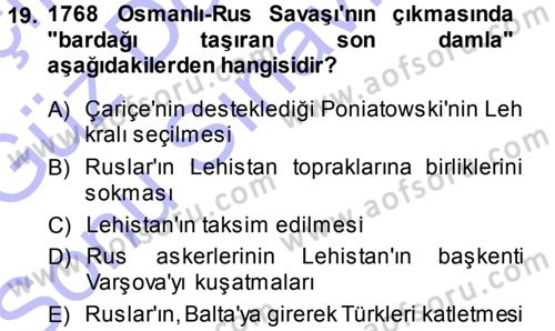Ortaçağ-Yeniçağ Avrupa Tarihi Dersi 2013 - 2014 Yılı (Final) Dönem Sonu Sınav Soruları 19. Soru