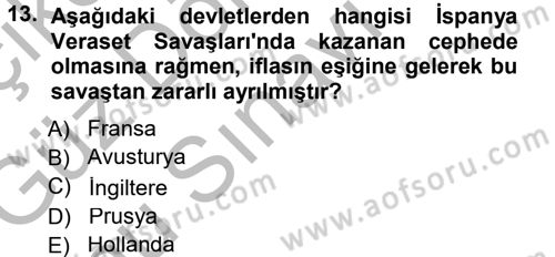 Ortaçağ-Yeniçağ Avrupa Tarihi Dersi 2014 - 2015 Yılı (Final) Dönem Sonu Sınav Soruları 13. Soru