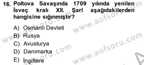 Ortaçağ-Yeniçağ Avrupa Tarihi Dersi 2014 - 2015 Yılı (Final) Dönem Sonu Sınav Soruları 16. Soru
