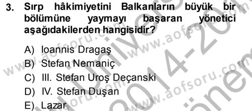 Ortaçağ-Yeniçağ Avrupa Tarihi Dersi 2014 - 2015 Yılı (Final) Dönem Sonu Sınav Soruları 3. Soru