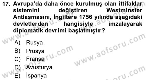 Ortaçağ-Yeniçağ Avrupa Tarihi Dersi 2015 - 2016 Yılı (Final) Dönem Sonu Sınav Soruları 17. Soru