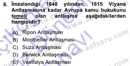 Ortaçağ-Yeniçağ Avrupa Tarihi Dersi 2015 - 2016 Yılı (Final) Dönem Sonu Sınav Soruları 6. Soru