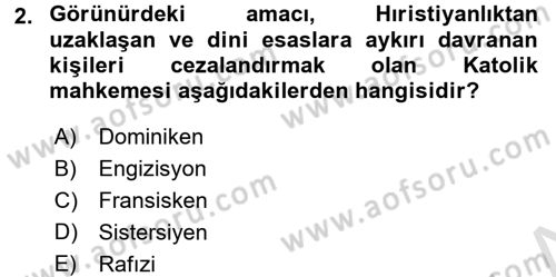 Ortaçağ-Yeniçağ Avrupa Tarihi Dersi 2016 - 2017 Yılı (Vize) Ara Sınavı 2. Soru